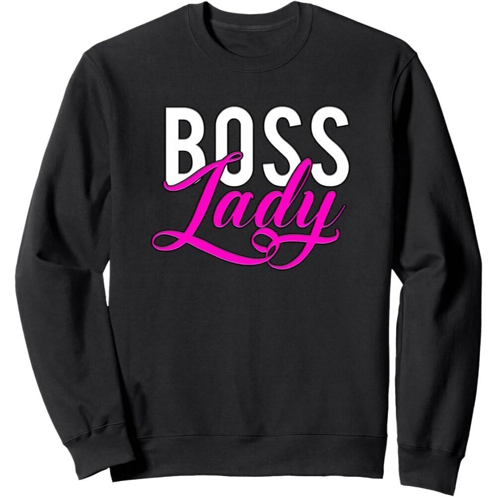 Boss Lady Sweatshirt Business Saying Unisex Adult Medium Black